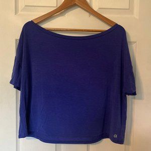 Gap "Breathe" Off the Shoulder Periwinkle Athletic Tee, Womens L